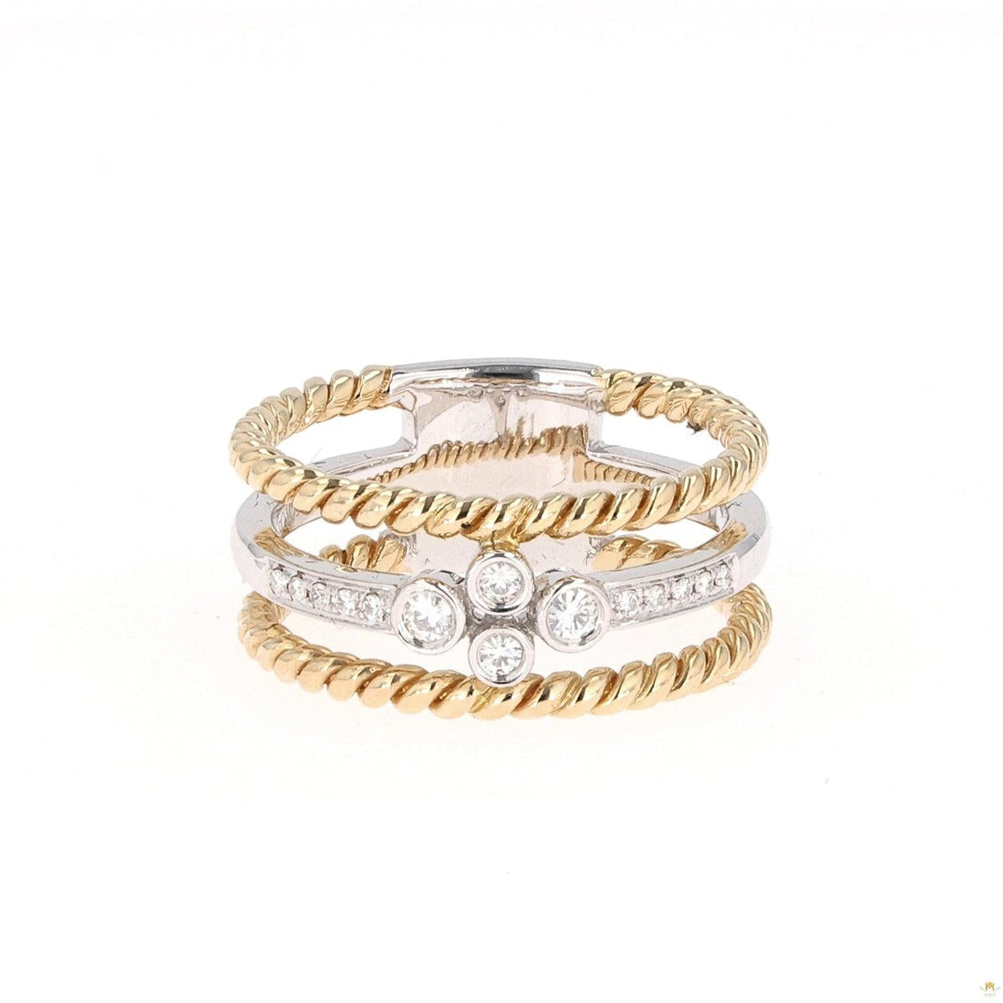 0.15 CTW   Round Near-Colorless Moissanite Band in 14K Two-Tone Gold