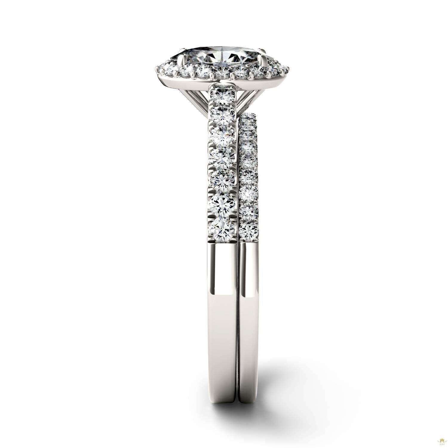 1.28 CTW   Oval Moissanite Halo Set in 14K White Gold