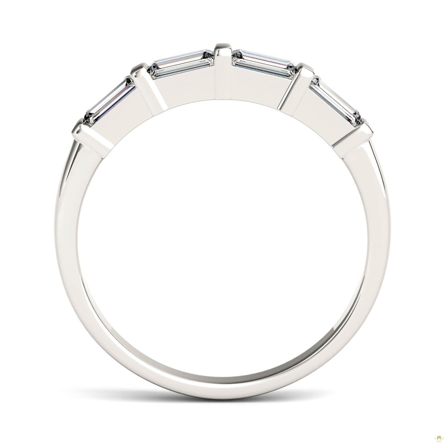0.46 CTW   Straight Baguette Moissanite Stackable Ring in 14K White Gold