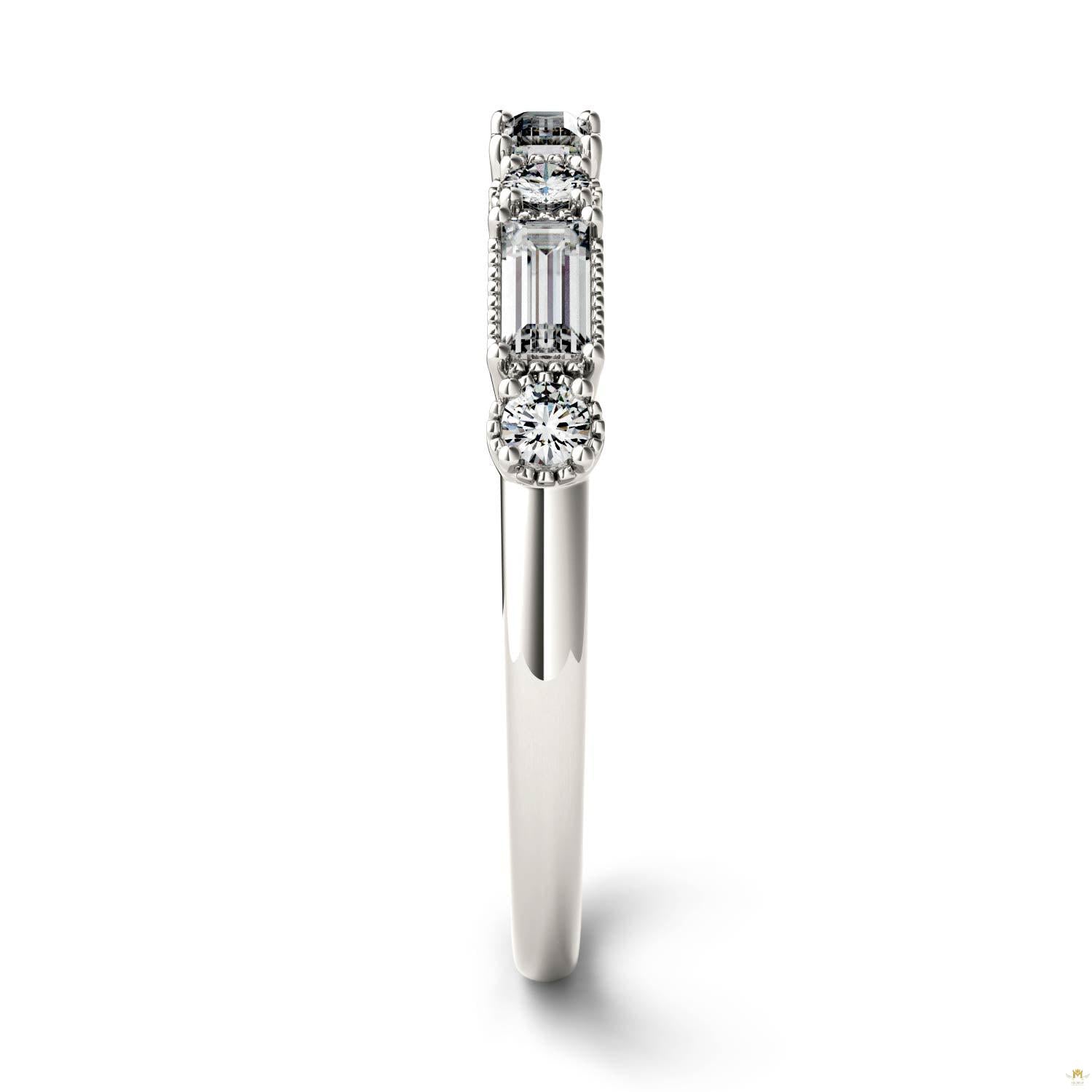 0.47 CTW   Straight Baguette Moissanite Stackable Ring in 14K White Gold