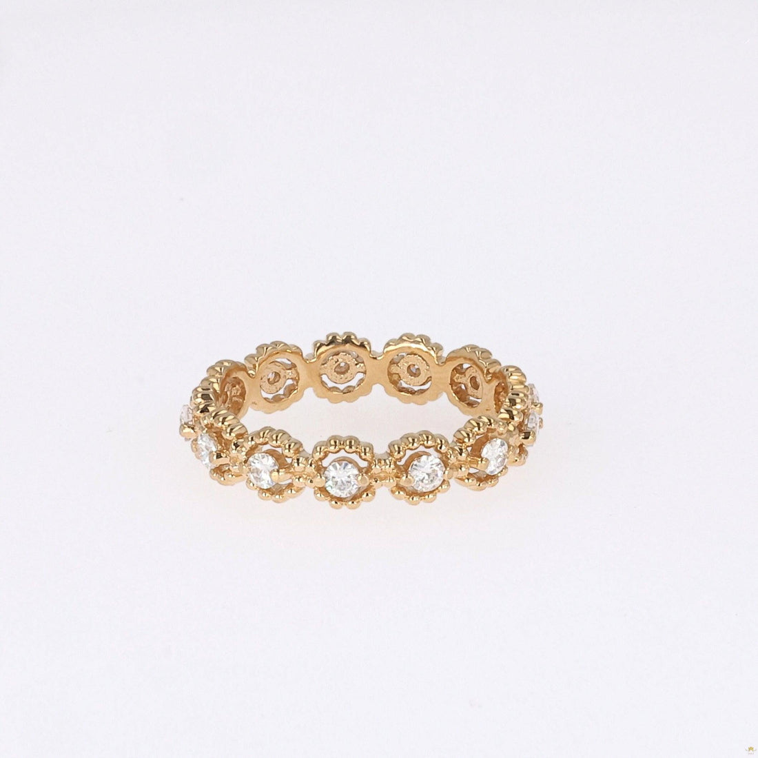 0.59 CTW   Round Near-Colorless Moissanite Band in 14K Yellow Gold