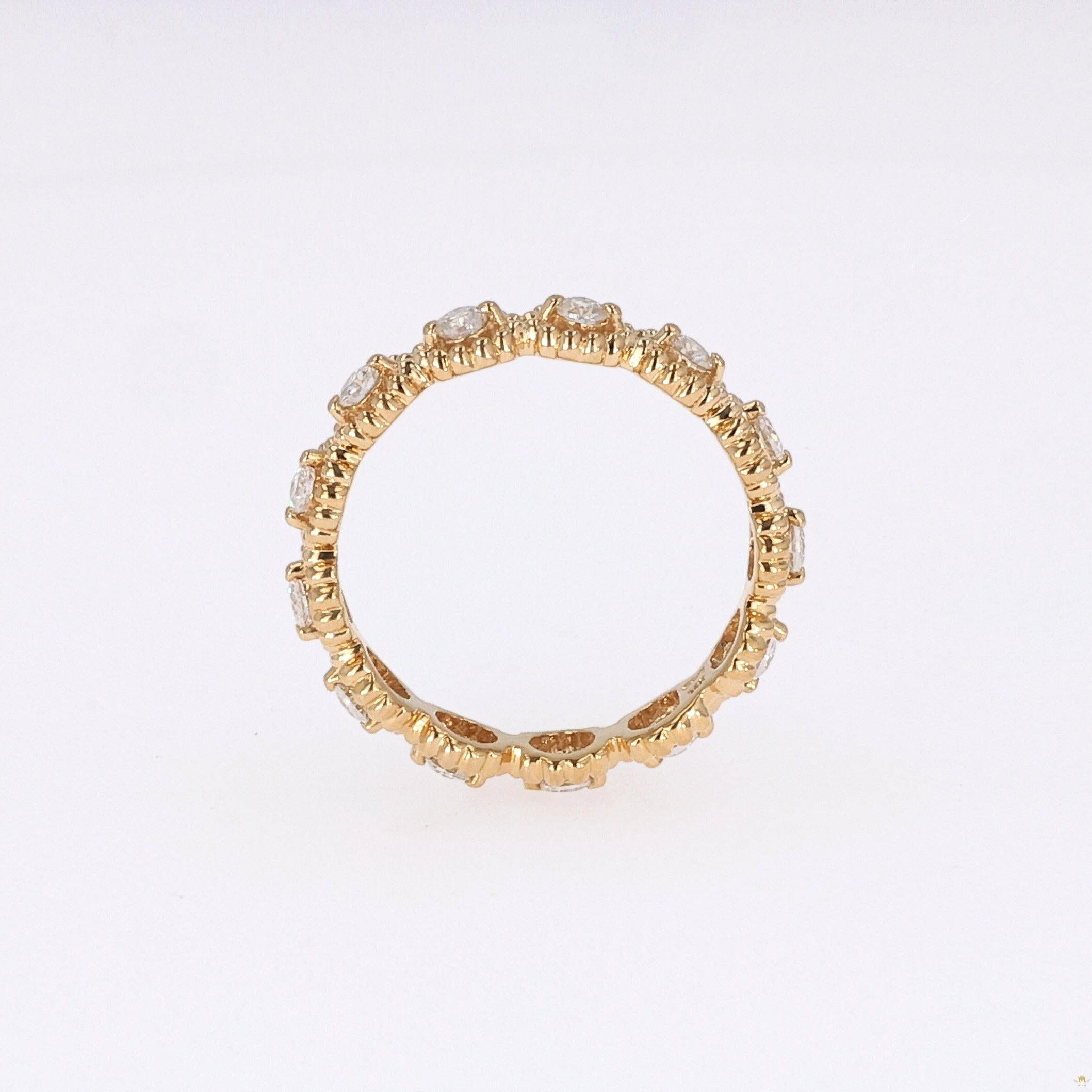 0.59 CTW   Round Near-Colorless Moissanite Band in 14K Yellow Gold