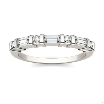 0.47 CTW   Straight Baguette Moissanite Stackable Ring in 14K White Gold