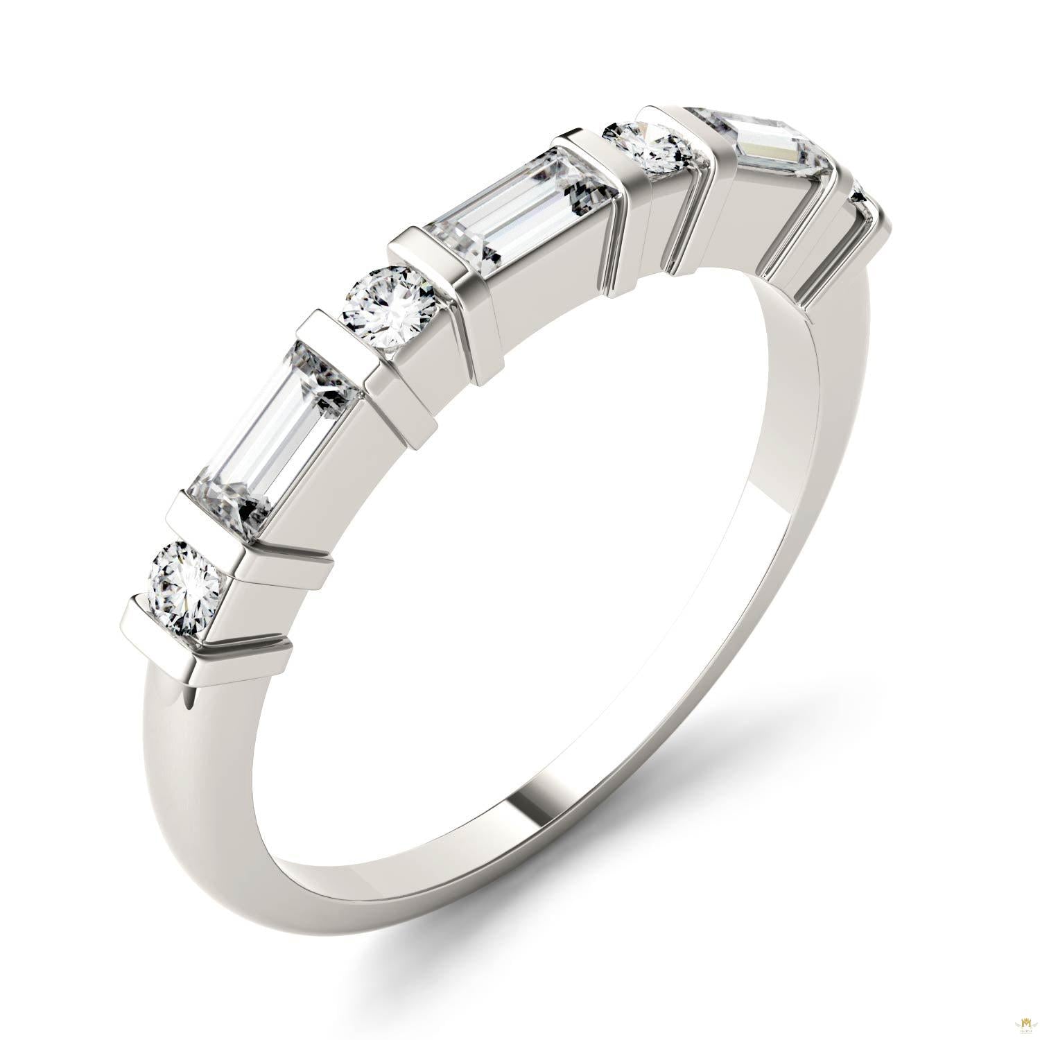 0.47 CTW   Straight Baguette Moissanite Stackable Ring in 14K White Gold