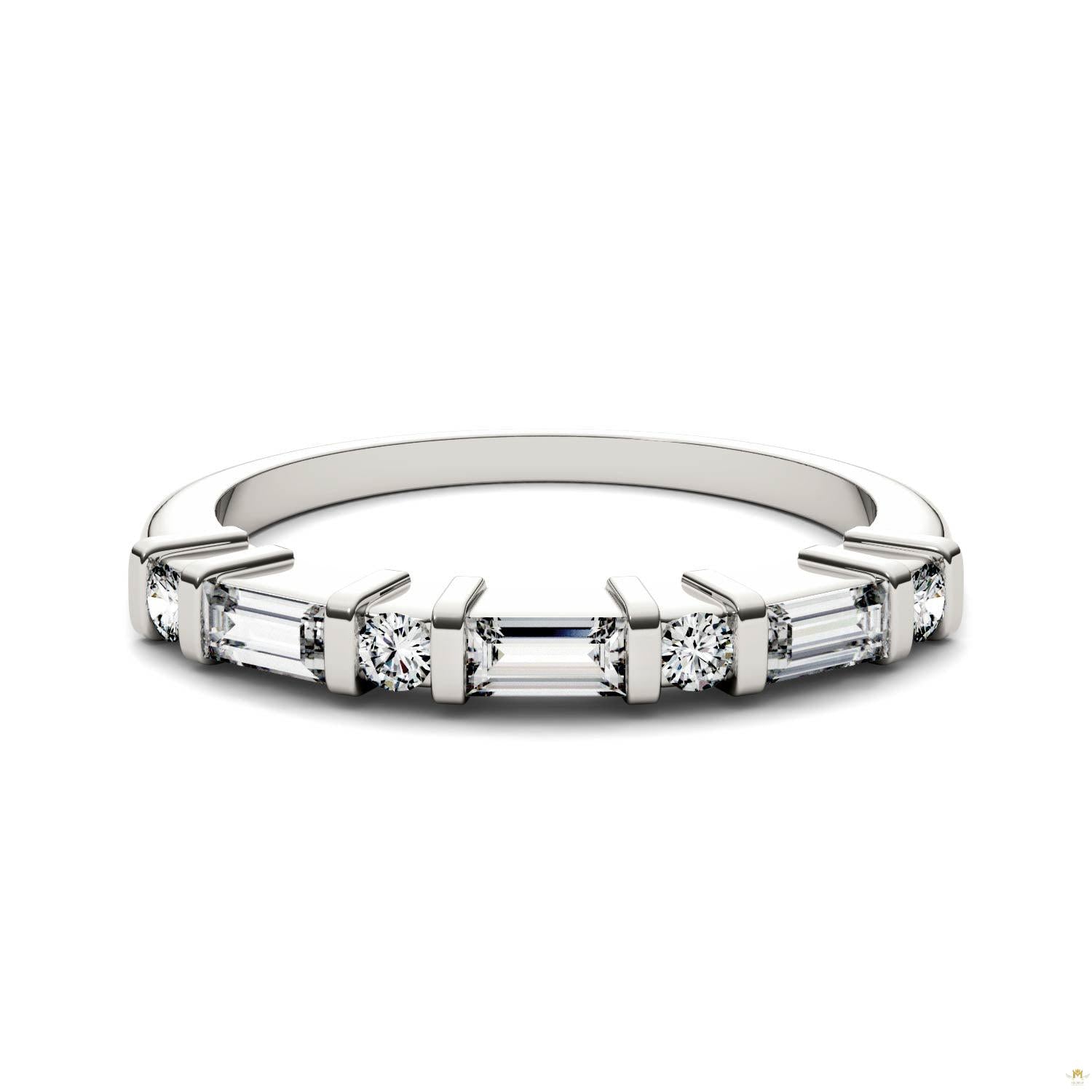 0.47 CTW   Straight Baguette Moissanite Stackable Ring in 14K White Gold