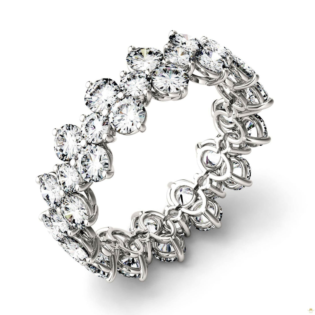 3.64 CTW   Round Moissanite Fashion Ring in 14K White Gold