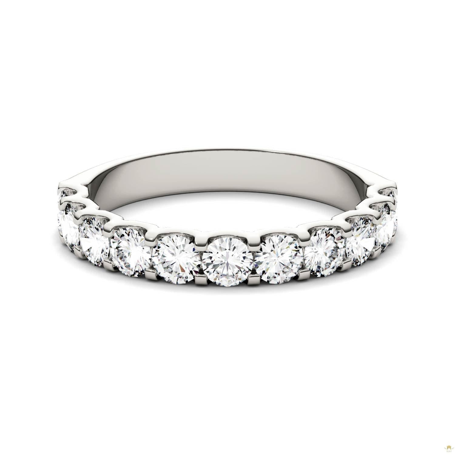 1.10 CTW   Round Moissanite Anniversary Band in 14K White Gold