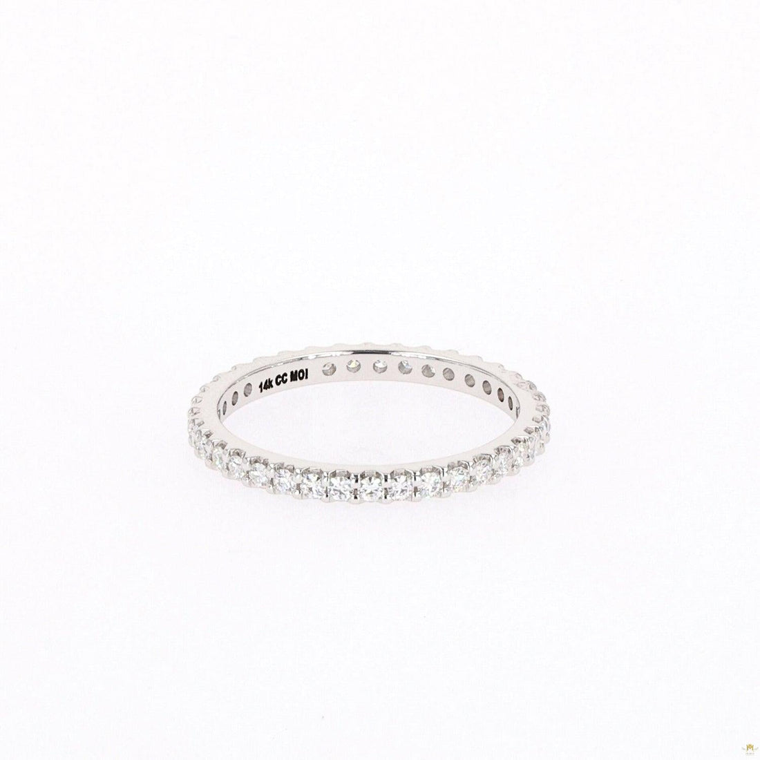 0.57 CTW   Round Near-Colorless Moissanite Eternity Ring in 14K White Gold