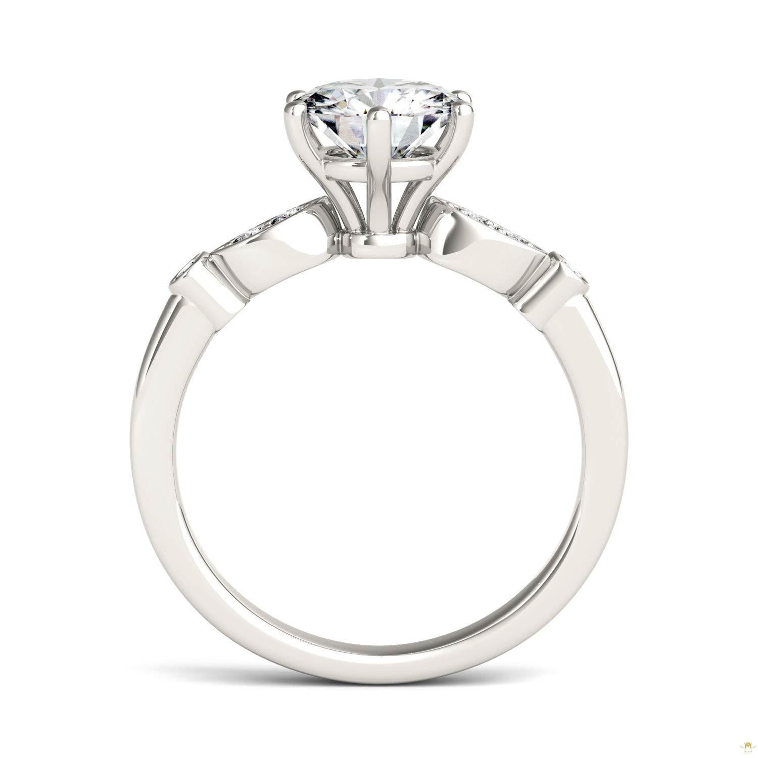 1.59 CTW   Round Moissanite Engagement Ring in 14K White Gold