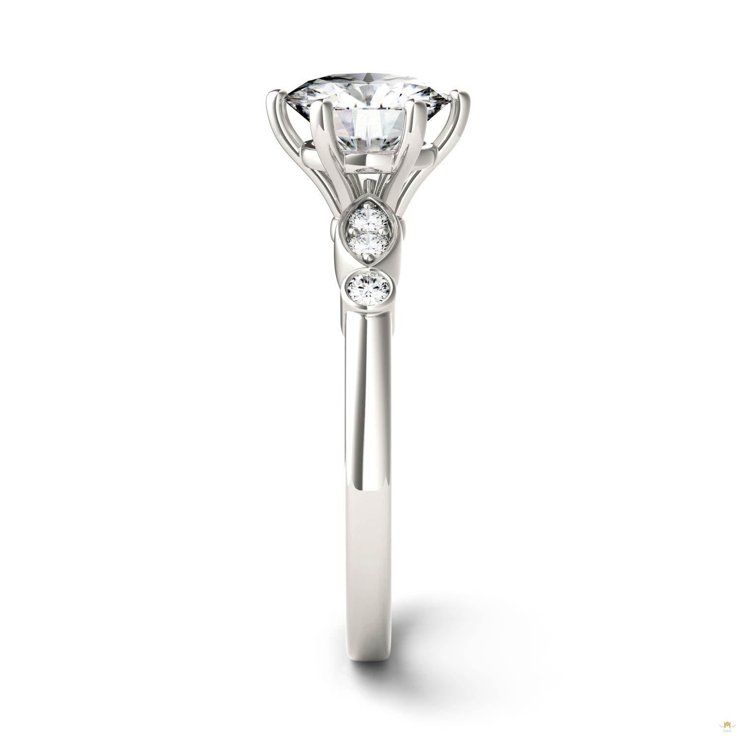 1.59 CTW   Round Moissanite Engagement Ring in 14K White Gold