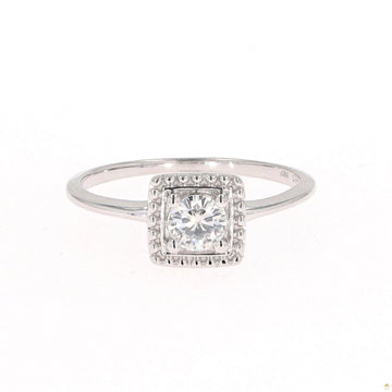 0.33 CTW   Round Moissanite Milgrain Geometric Fashion Ring in Sterling Silver