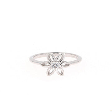 0.13 CTW   Round Moissanite Floral Solitaire Ring in Sterling Silver