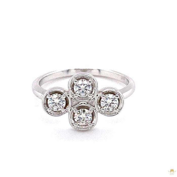 0.52 CTW   Round  Moissanite Cluster Stackable Band in Sterling Silver