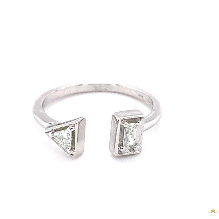 0.19 CTW   Triangle Moissanite Bypass Ring in Sterling Silver