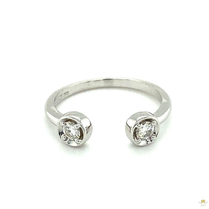 0.26 CTW   Round  Moissanite Bypass Statement Ring in Sterling Silver