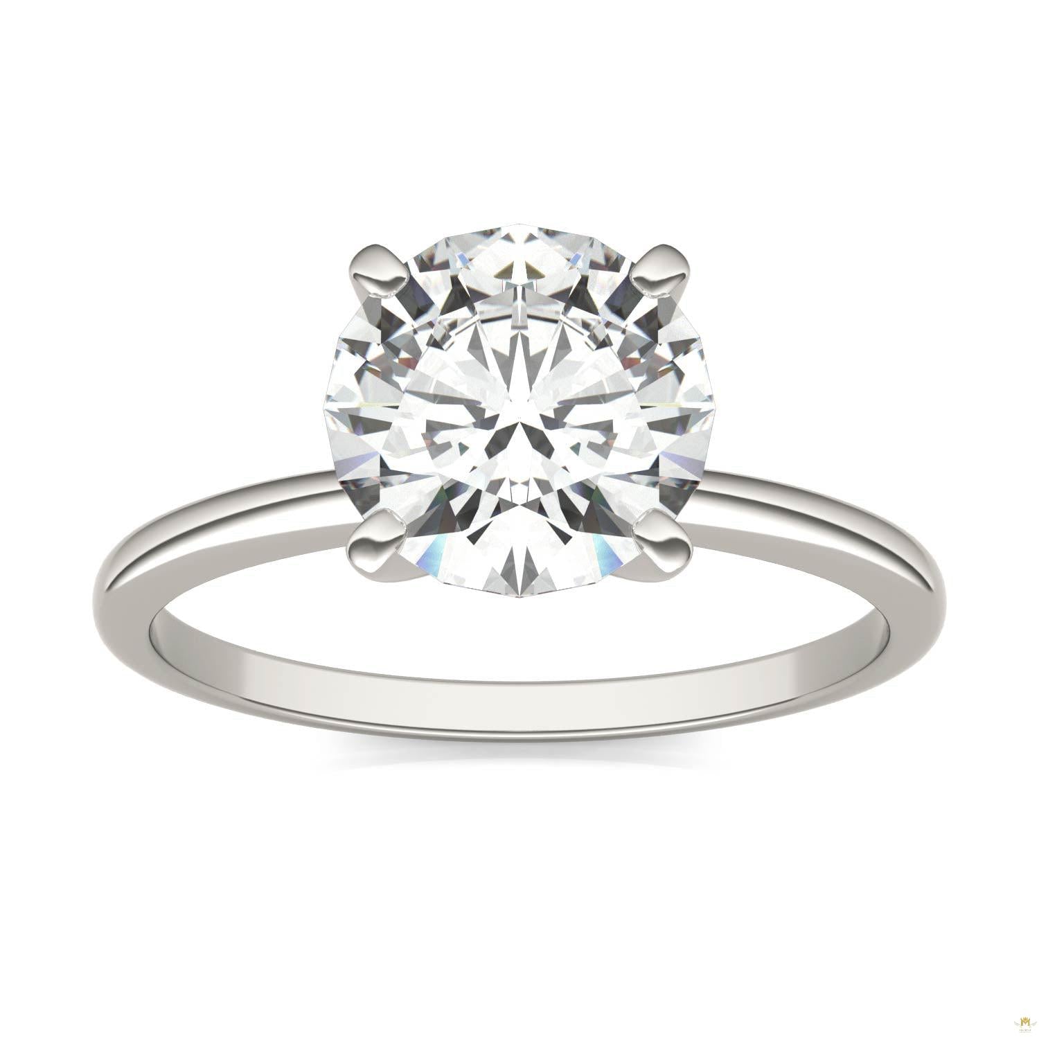 1.90 CTW   Round Moissanite Engagement Ring in 14K White Gold