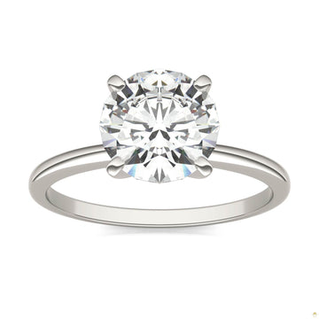 1.90 CTW   Round Moissanite Engagement Ring in 14K White Gold