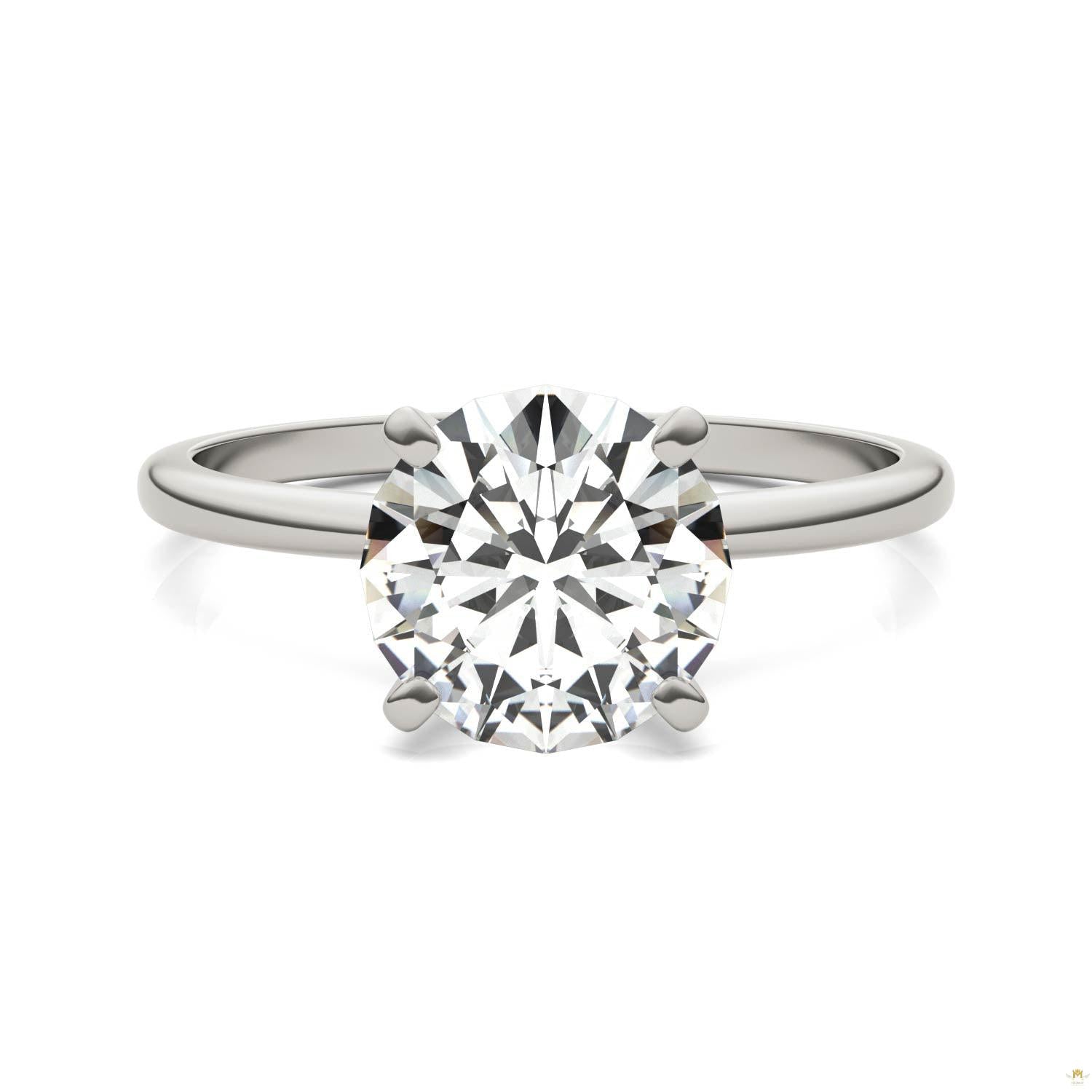 1.90 CTW   Round Moissanite Engagement Ring in 14K White Gold