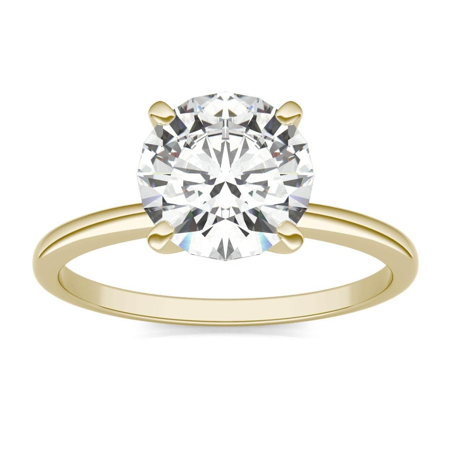 1.90 CTW   Round Moissanite Engagement Ring in 14K Yellow Gold