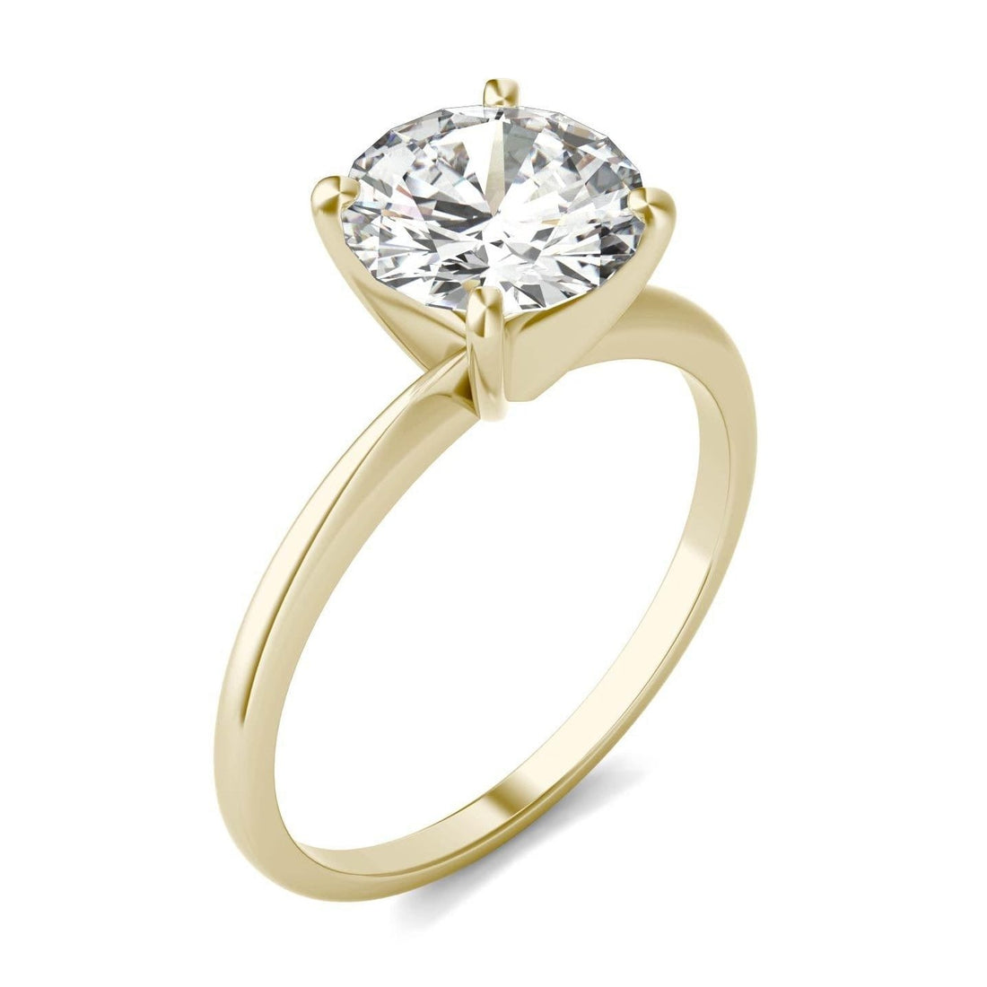 1.90 CTW   Round Moissanite Engagement Ring in 14K Yellow Gold