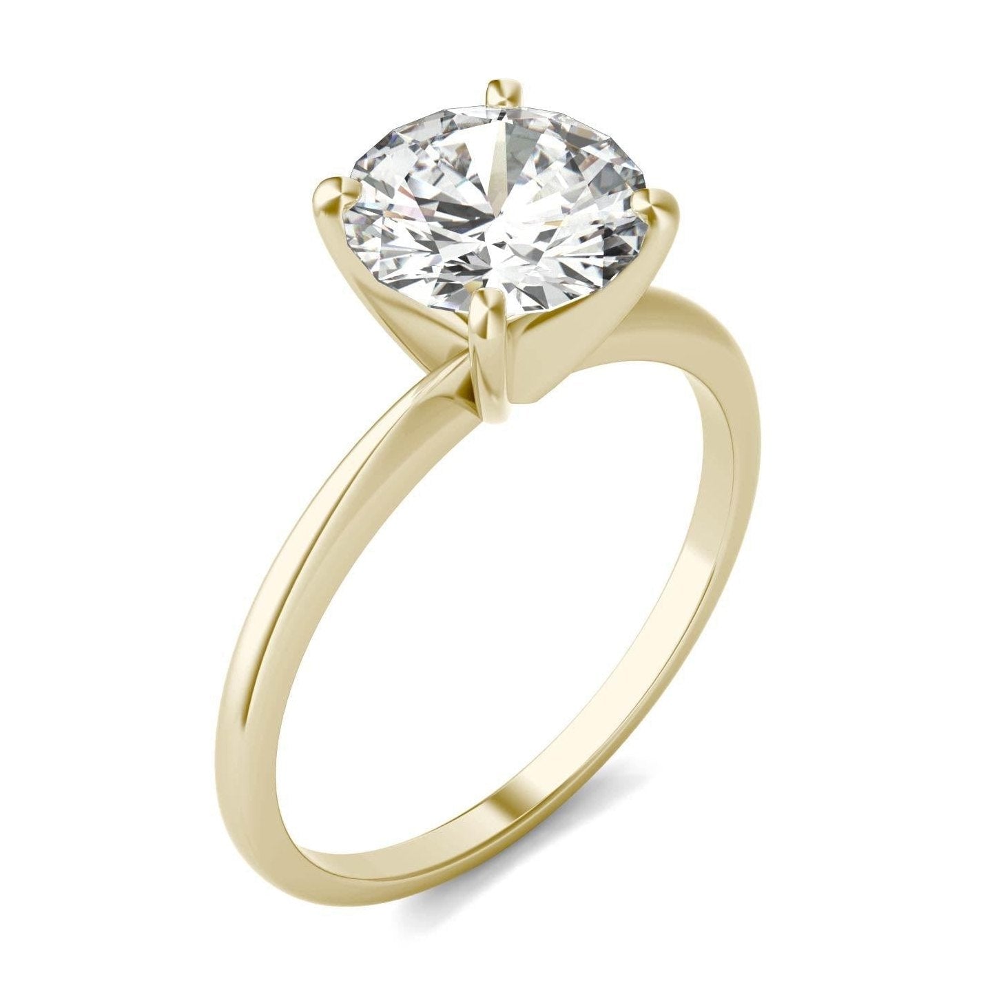 1.90 CTW   Round Moissanite Engagement Ring in 14K Yellow Gold