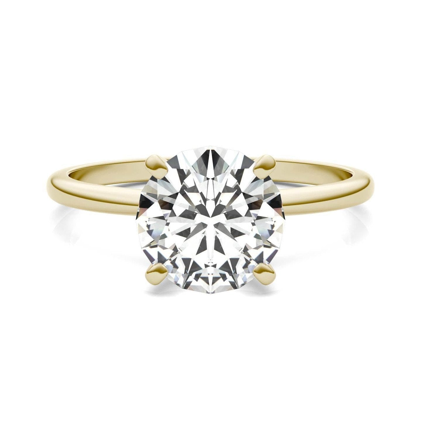 1.90 CTW   Round Moissanite Engagement Ring in 14K Yellow Gold