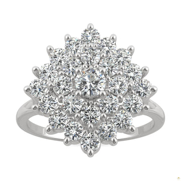 1.12 CTW   Round Moissanite Fashion Ring in 14K White Gold