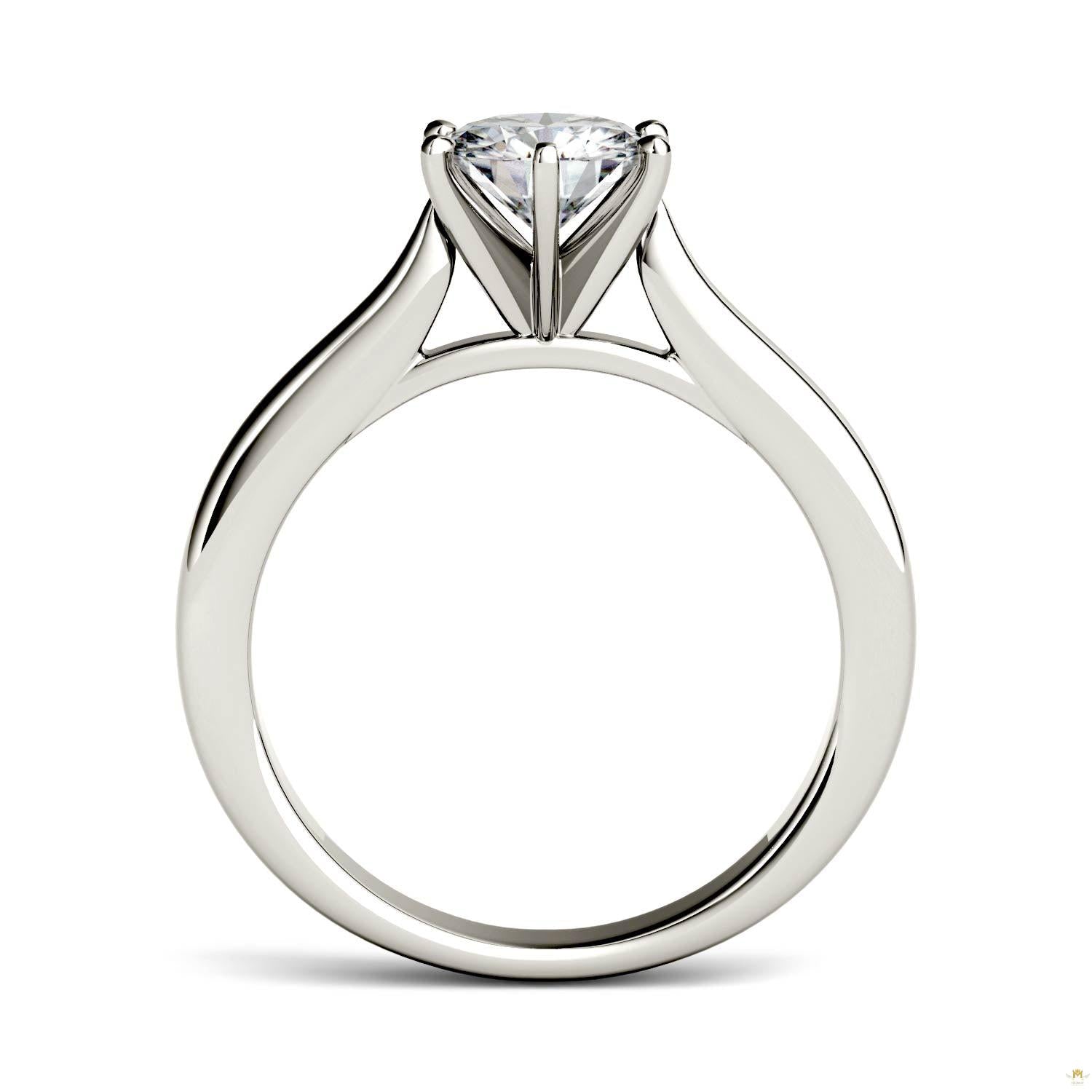 1.00 CTW   Round Moissanite Engagement Ring in 14K White Gold