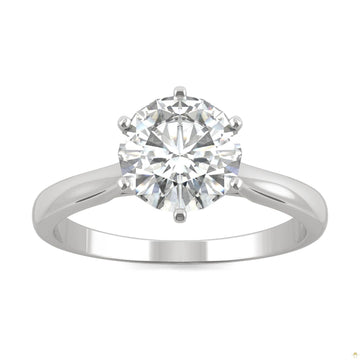 1.50 CTW   Round Moissanite Solitaire Ring in 14K White Gold
