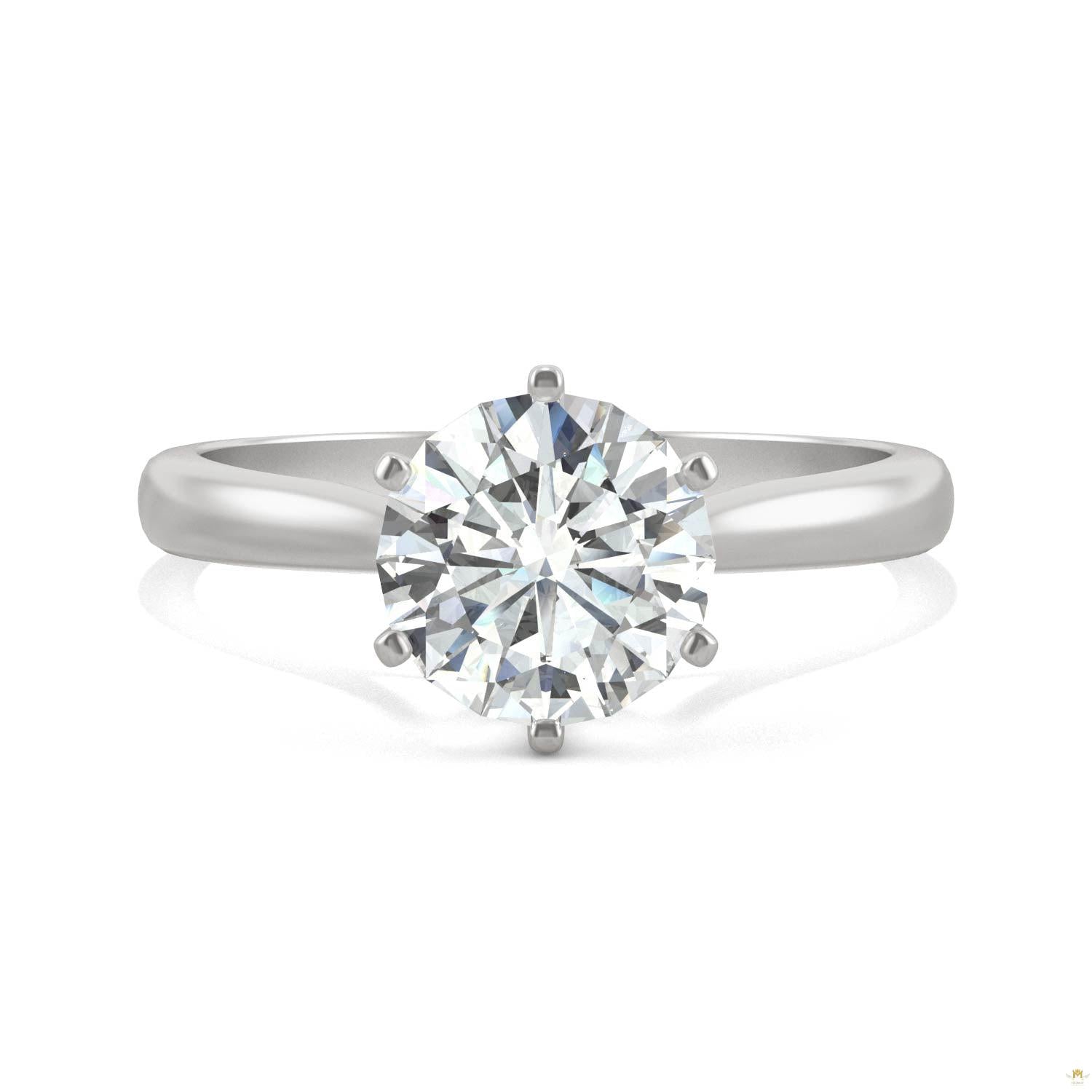 1.50 CTW   Round Moissanite Solitaire Ring in 14K White Gold