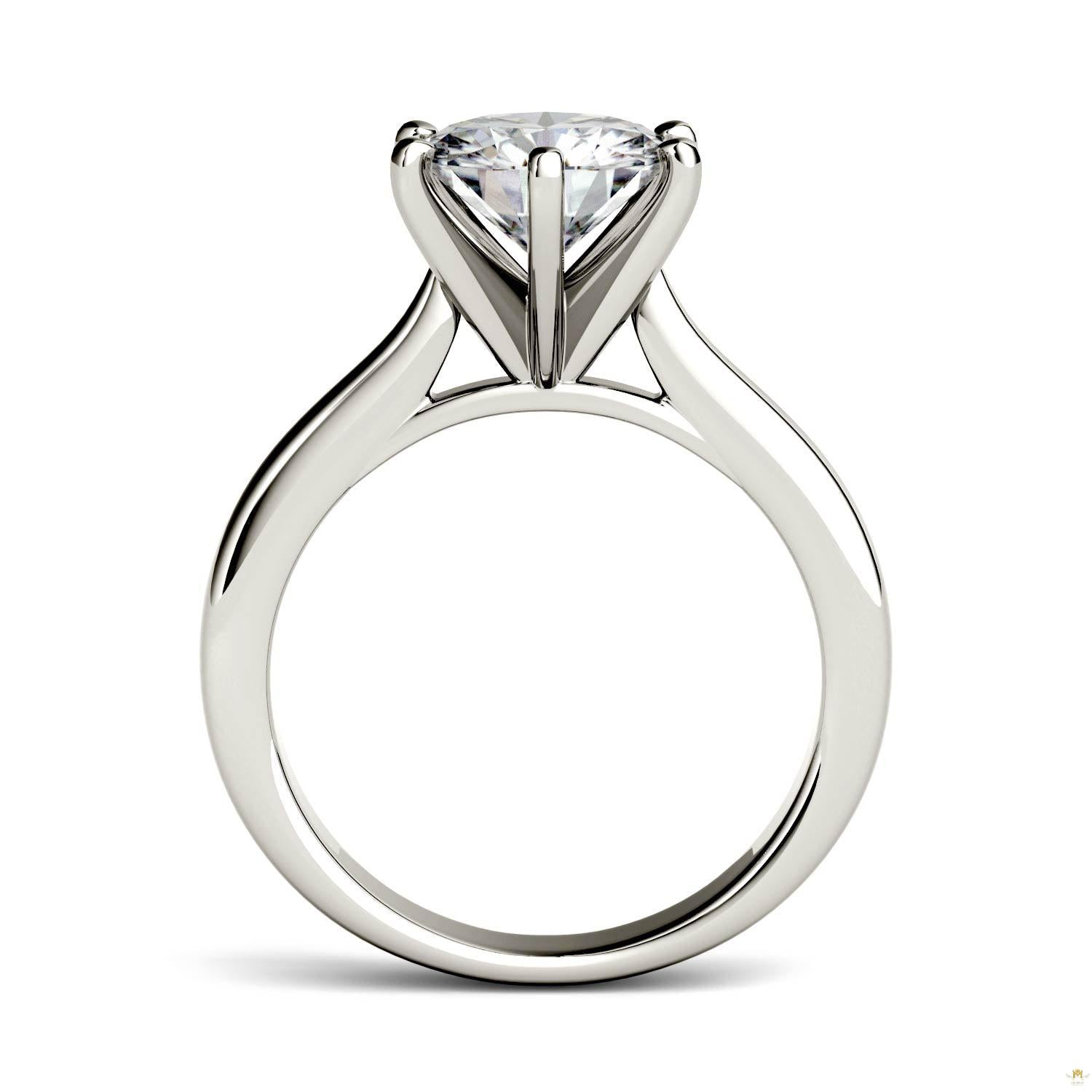 1.90 CTW   Round Moissanite Solitaire Ring in 14K White Gold