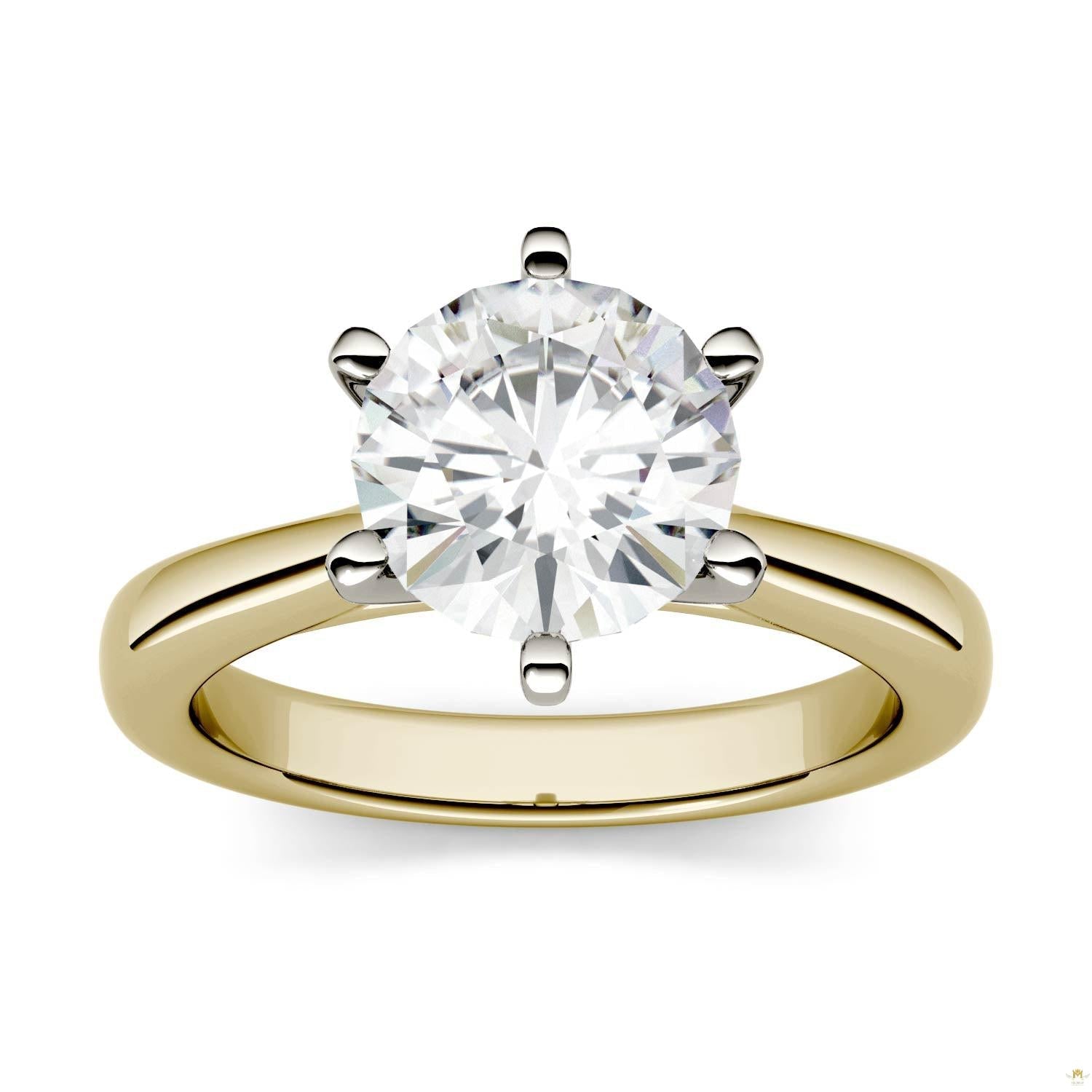 1.90 CTW   Round Moissanite Engagement Ring in 14K Two-Toned Gold