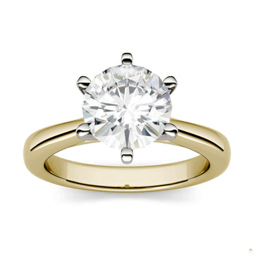 1.90 CTW   Round Moissanite Engagement Ring in 14K Two-Toned Gold