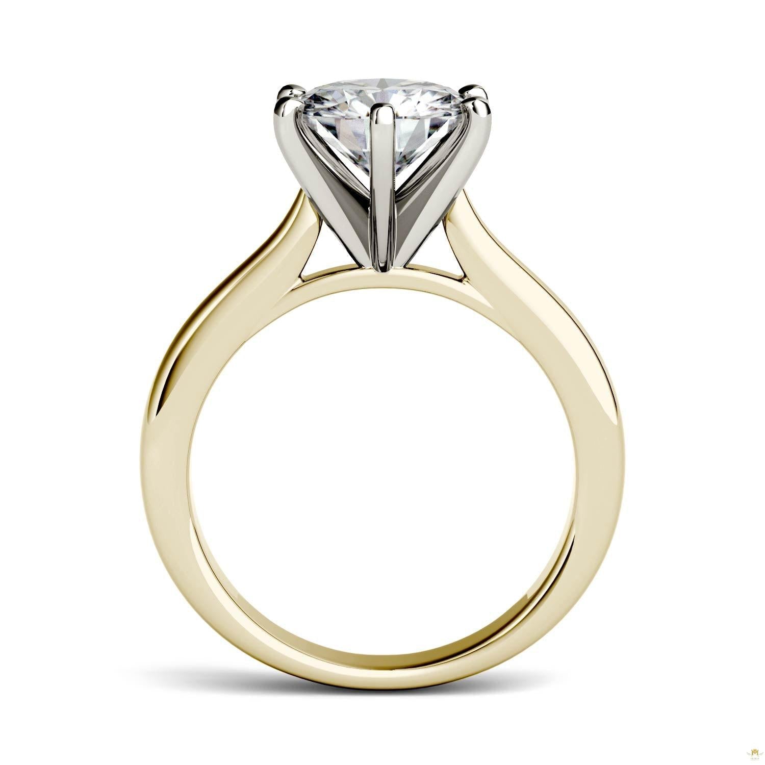 1.90 CTW   Round Moissanite Engagement Ring in 14K Two-Toned Gold