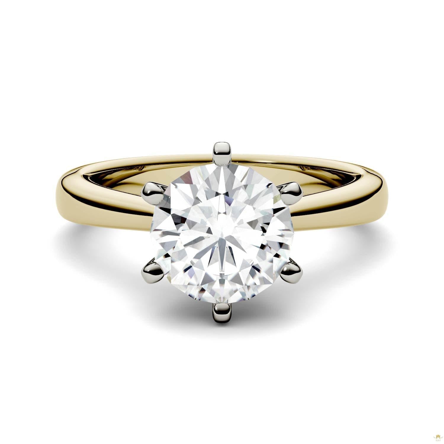1.90 CTW   Round Moissanite Engagement Ring in 14K Two-Toned Gold