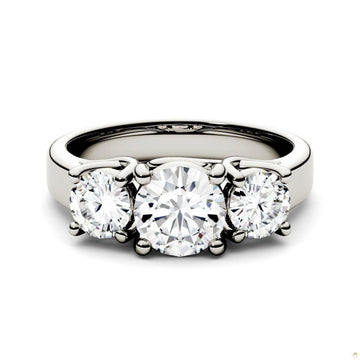 2.00 CTW   Round Moissanite Solitaire Ring in 14K White Gold