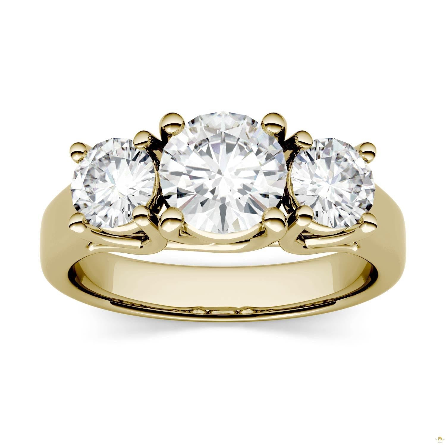 2.00 CTW   Round Moissanite Solitaire Ring in 14K Yellow Gold
