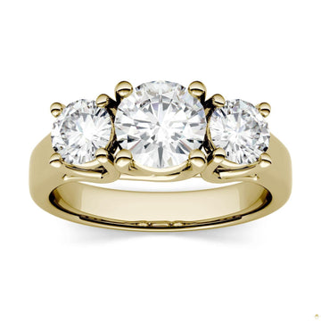 2.00 CTW   Round Moissanite Solitaire Ring in 14K Yellow Gold