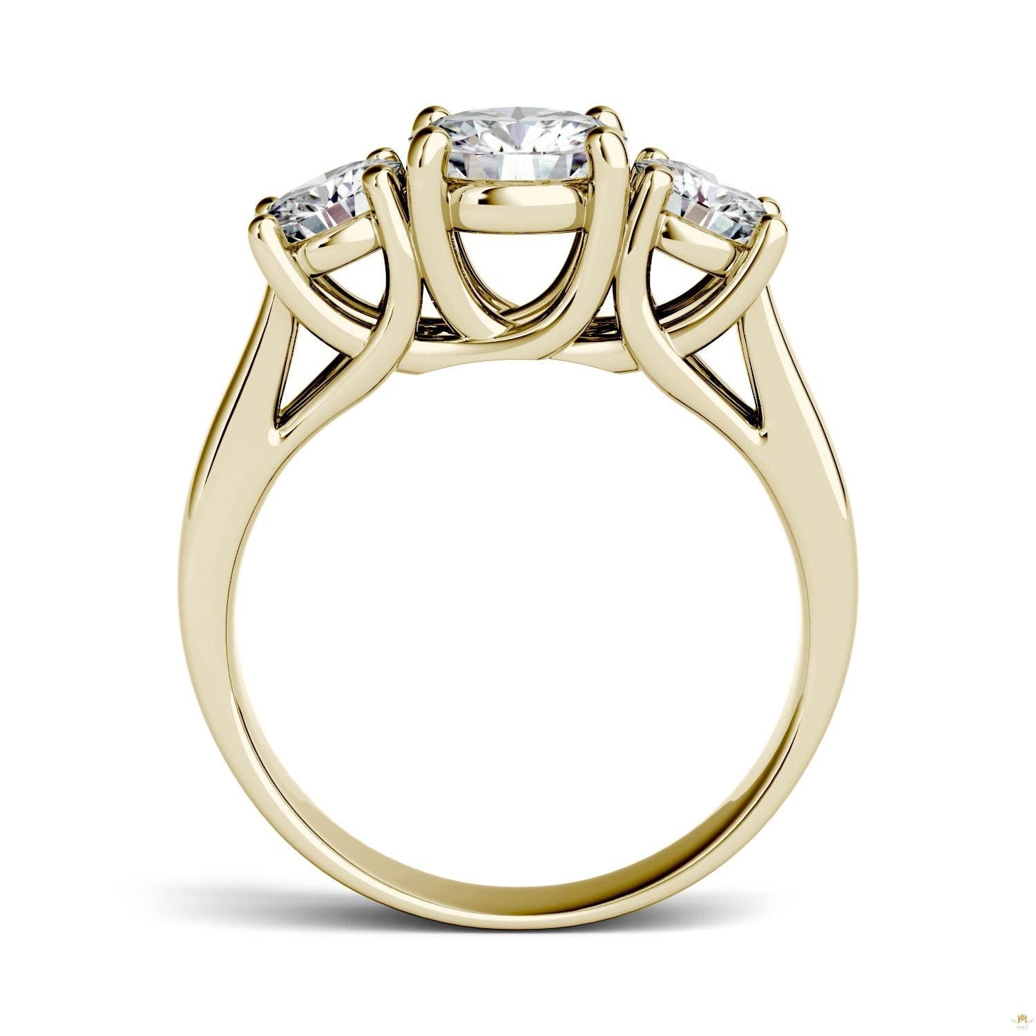 2.00 CTW   Round Moissanite Solitaire Ring in 14K Yellow Gold