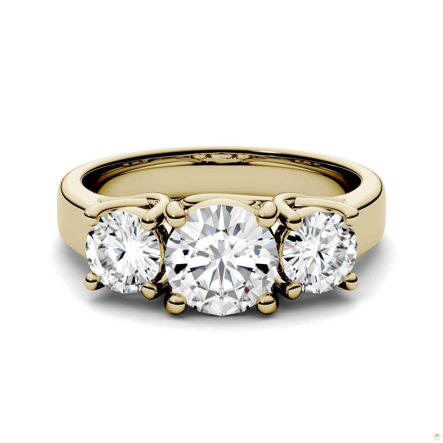 2.00 CTW   Round Moissanite Solitaire Ring in 14K Yellow Gold