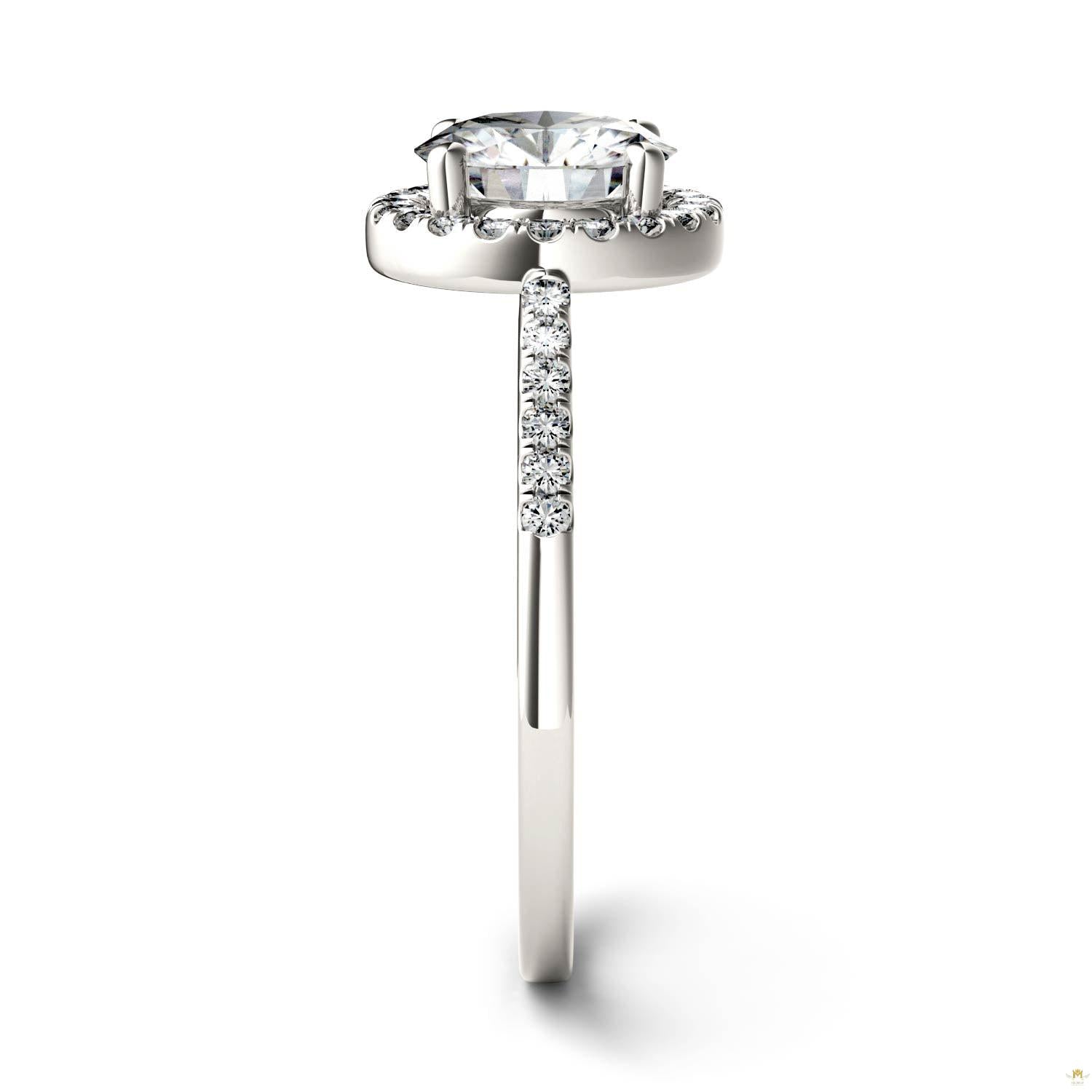 1.82 CTW   Round Moissanite Halo Ring in 14K White Gold