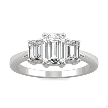 1.55 CTW   Emerald Moissanite Basket Ring in 14K White Gold