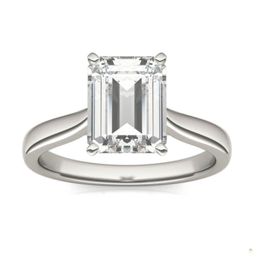 2.52 CTW   Emerald Moissanite Solitaire Ring in 14K White Gold