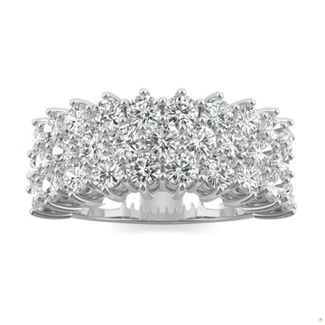 3.00 CTW   Round Moissanite Three Row Ring in 14K White Gold