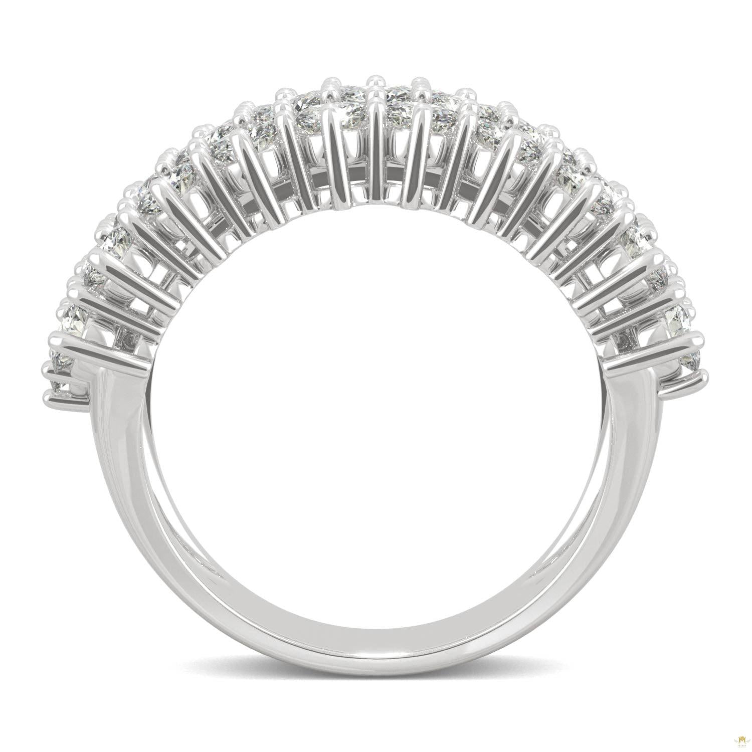 3.10 CTW   Round Moissanite Three Row Ring in 14K White Gold