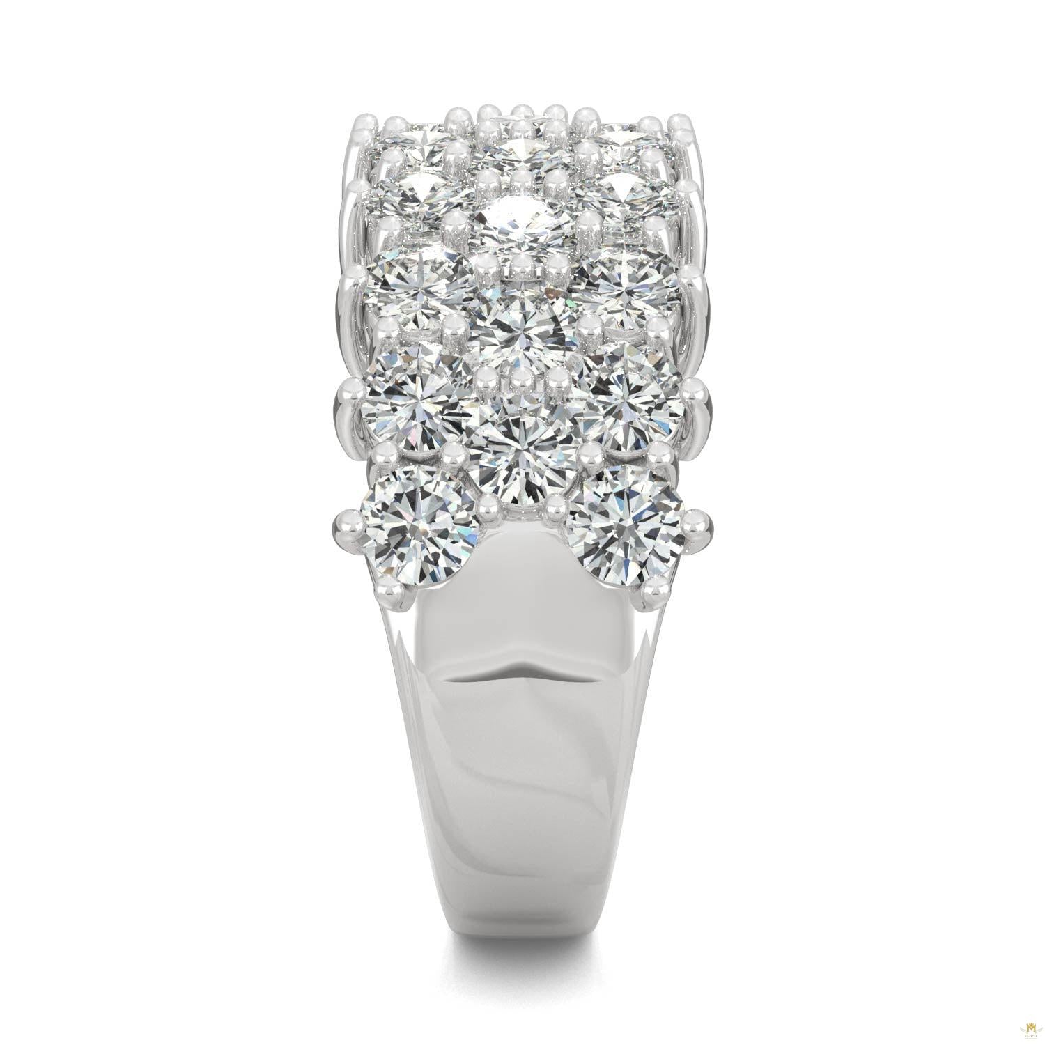 3.00 CTW   Round Moissanite Three Row Ring in 14K White Gold