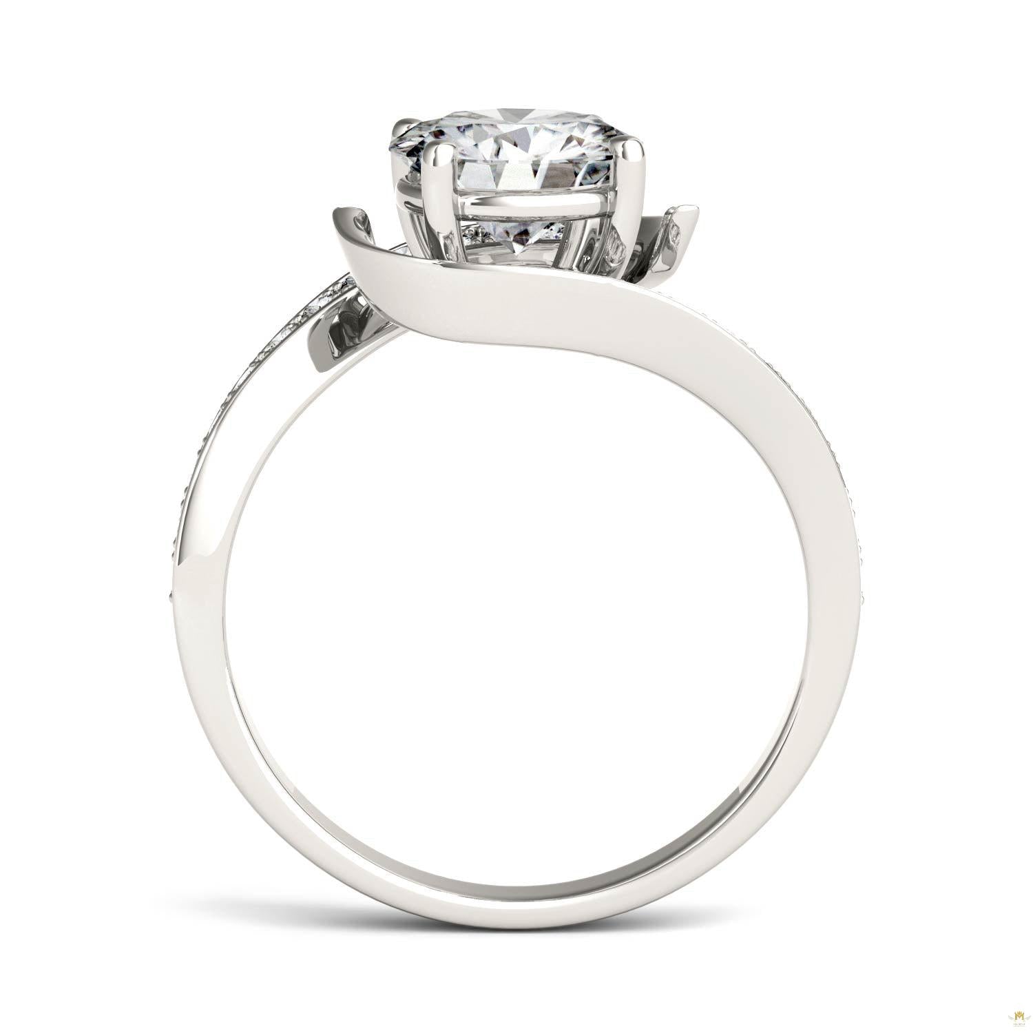 1.74 CTW   Round Moissanite Bypass Ring in 14K White Gold