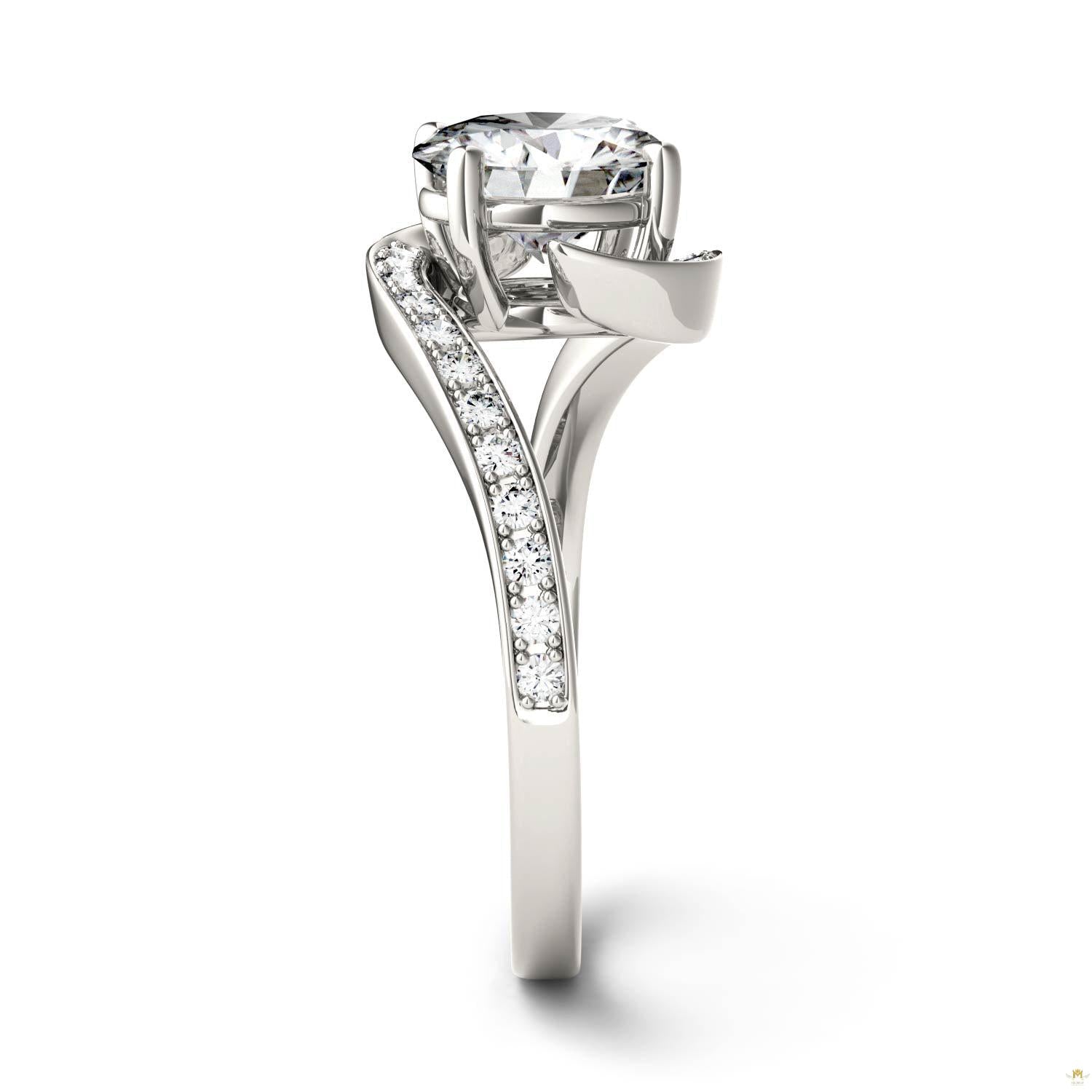 1.74 CTW   Round Moissanite Bypass Ring in 14K White Gold