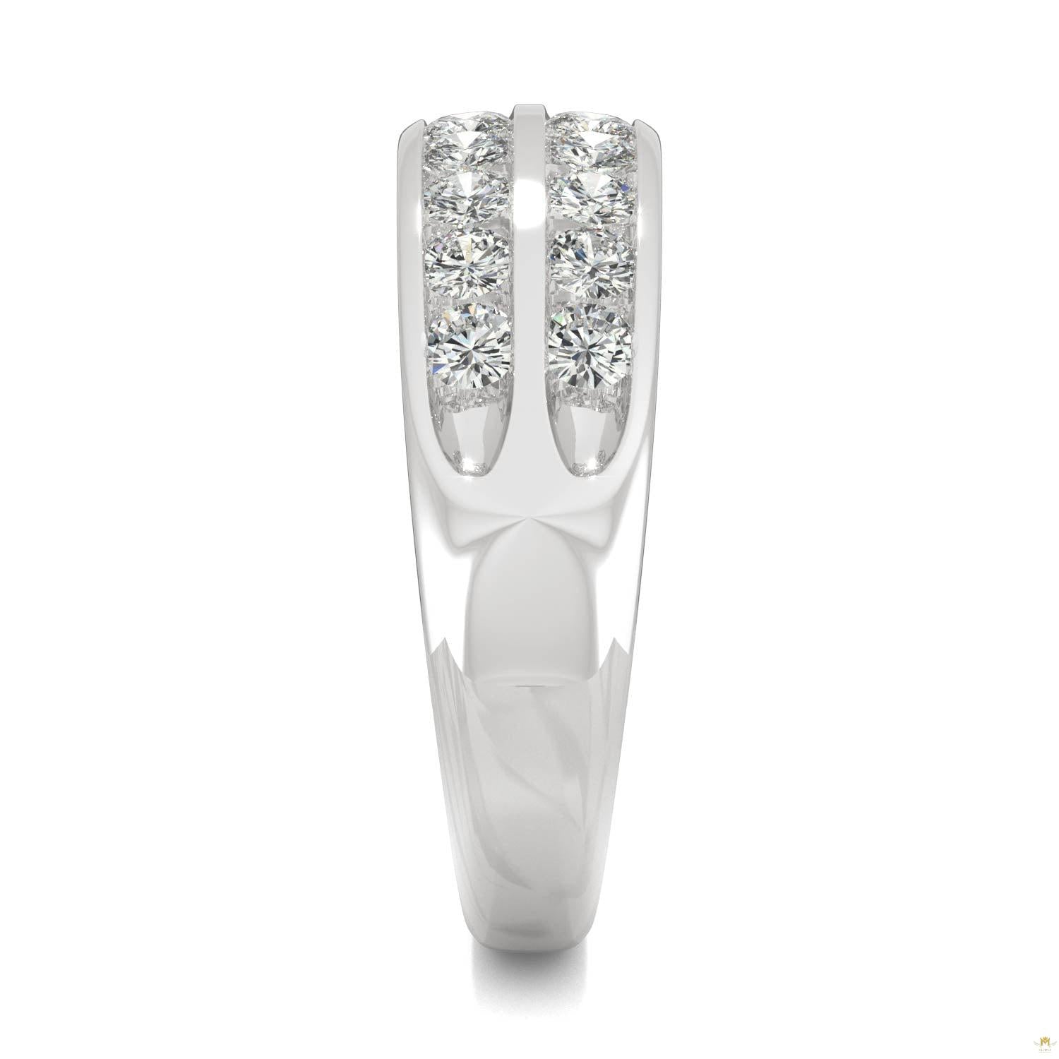 0.72 CTW   Round Moissanite Two Row Ring in 14K White Gold
