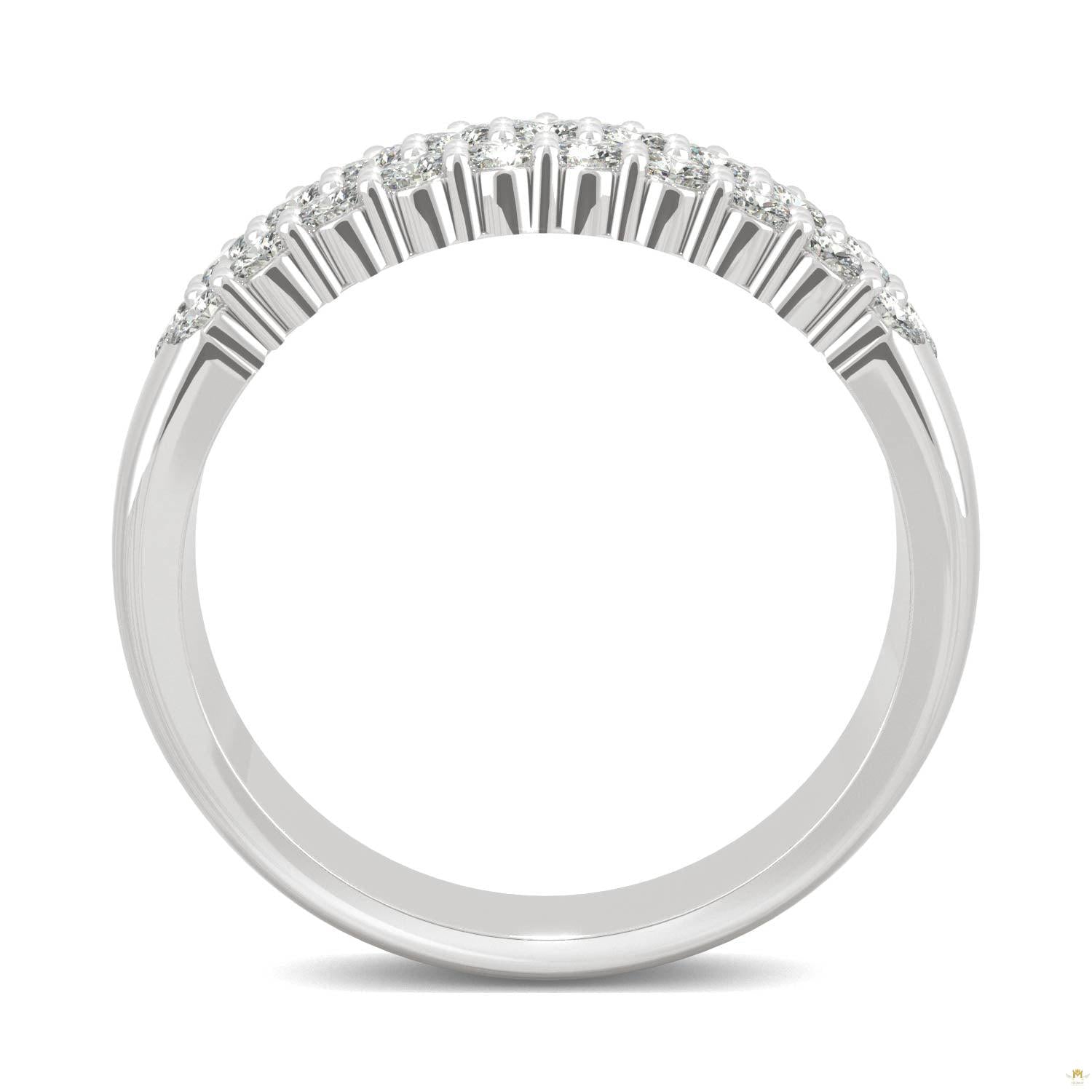 0.93 CTW   Round Moissanite Three Row Ring in 14K White Gold